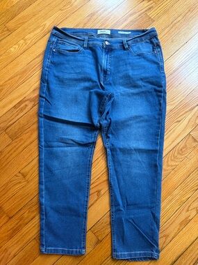 Angels Women  Slim Straight Dark Blue Stretch Jeans